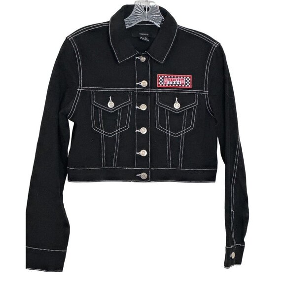 Forever 21 Women's Black Cotton Denim LOng Sleeves Jacket in Size Small Sku 2670 - Picture 4 of 12